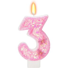 Birthday Candles for Women/Girls - Number 1 Candle, Butterfly Birthday Decorations for Cake Topper, 1st Birthday Candle, Theme Party Supplies