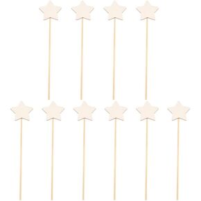 TOYANDONA 10Pcs Make Your Princess Wand, Star Shape Fairy Wand Stick Unfinished Wooden DIY Crafts for Girls Princess Art Cosplay Costume Party