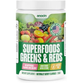 Anocin Beauty Collagen, Berry Flavor Green & Reds Blend Powder, 12.7 ons.