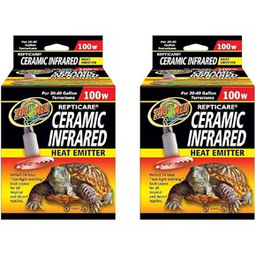 Zoo Med 2 Pack of ReptiCare Ceramic Infrared Heat Emitters, 100 Watt, for 30 to 40 Gallon Terrariums