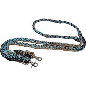 CHALLENGER Horse Western 8' Long Nylon Braided Knotted Barrel Roping Reins Tack 607513