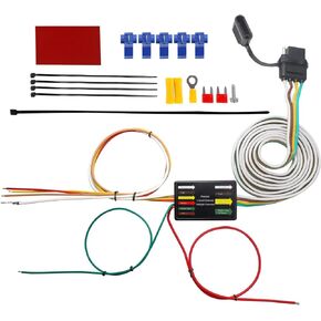 MECMO Multi-Function LED Compatible Powered 3-to-2-Wire Splice-in Tail Light Converter Harness 56236, Convert Separate Turn and Stop Lights to Standard 2-Wire Trailer Light Wiring, 4-Way Flat Harness