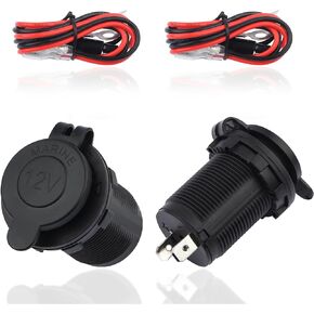 2PCS 12V Cigarette Lighter Socket with 3.28Ft Copper Wire,Automotive Replacement Cigarette Lighter Plug,Universal 12V Power Outlet Car Accessories for Car,Truck,ATV,RV,Motorcycle