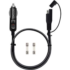 SCCKE 3FT 14WG 12V Cigarette Lighter Plug to SAE Quick Release Adapter Extension Charging Cable With 20A Fuse and LED Light