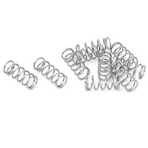 Unifizz Compression Spring,10 Pcs 304 Stainless Steel, 8mm OD, 0.5mm Wire Size, 25mm Free Length, Silver Tone