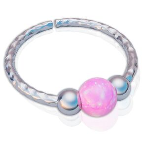 Silver Nose Ring - Sterling opal Nose Piercing RING - 20 Gauga Silver nose hoop