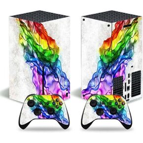 FOTTCZ Vinyl Skin for Xbox Series X Console & Controllers Only, Sticker Decorate and Protect Equipment Surface, Rainbow Watercolors
