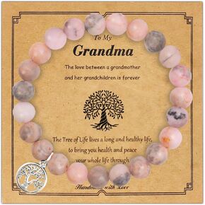 somjodal Mothers Day Gifts for Grandma, Natural Stone Bracelet Gifts for Grammy, Thanksgiving Birthday Christmas Valentines Gifts for Grandma Grammy Nana