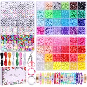 Wutubug 1500pcs Pony Beads Bracelet Making Kit, 24 Colors Friendship Bracelet Kit Kandi Beads, Letter Beads Heart Beads with Elastic String for Jewelry Making DIY Craft for Adults