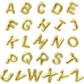 BETITETO 26pcs Bubble Letter Charms 18K Gold Plated Brass Puffy Big A-Z Alphabet Pendants for Making Jewelry Initial Necklace Name Personalized Gift DIY Craft