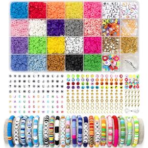 Clay Beads, 20 Colors Clay Heishi Beads Kit for Bracelets Making, Flat Round Polymer Heishi Beads for DIY Jewelry Making