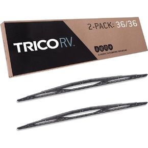 Trico RV 36 Inch Pack of 2 Heavy Duty & Automotive Replacement RV Windshield Wipers w/Wide Saddle Attachment (67-3636-1)