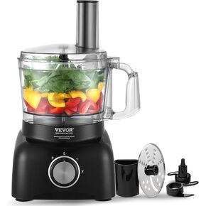 VEVOR Food Processor, 7 Cup Small Vegetable Chopper for Dough, Shredding, Slicing, Electric Meat Processors with 2 in1 Reversible SUS Disc, Large Feed Chute & Pusher, 2 Speed and Pulse for Home Use in Saudi Arabia