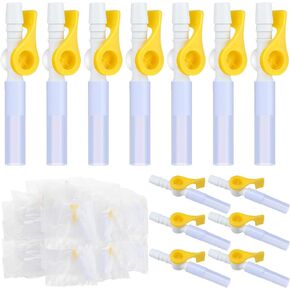 Threlaco 15 Pack Catheter Valve Individually Package Urine Drainage Catheter Bag Valves with Smooth Edges and Silicone Tubing Silicone Catheter Extension Tubing