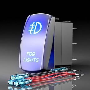 Okerny Rocker Switch Lighted Whip,Laser Etched Toggle Switch ON/Off SPST 5Pin 12V 24V Switch Jumper Wires for Cars Trucks Caravans Marine Boat ATV UTV RV