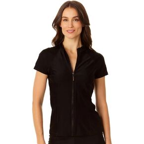Coppersuit Women's Standard Short Sleeve Zip Front Rashguard Top