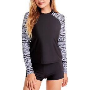ATTIQOZI Long Sleeve Rash Guard Swimsuit for Women Two Piece UV Protection Bathing Suit Swimming Suits for Women
