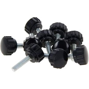 Othmro 10Pcs M5 x 20mm Male Thread Knurled Clamping Knobs Grip Thumb Screw on Type Round Head Screw Black Plastic Bakelite Straight Handle Thread Screw Ball Knob for Drill Press Lathe
