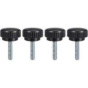 uxcell M8 x 30mm Metric Male Thread Knurled Clamping Knobs Grip Thumb Screw on Type Plastic Threaded Hand Bolt Knobs Black 4 Pcs