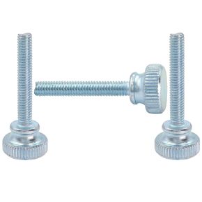 LBY 30pcs Knurled Hand Screw, M4 x 25mm Flat Knurled Head Fully Threaded Thumb Screws(Double Layer Step), Carbon Steel Galvanize