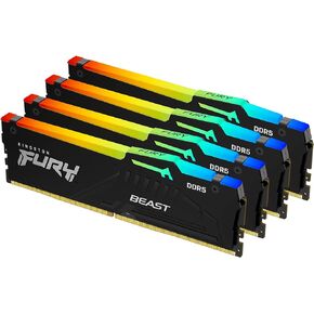 Kingston FURY Beast RGB Black 128GB (4x32GB) 5600MT/s CL40 DDR5 XMP DIMM | Overclocking | Plug N Play | Intel XMP 3.0 | Kit of 4 | KF556C40BBAK4-128
