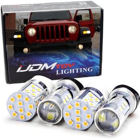 iJDMTOY Complete LED Daylight DRL, Turn Signal Kit Compatible with Jeep 2018-up Wrangler JL Rubicon, Sahara w/Two Light Bulb DRL/Blinker Lamps (See 4th Pic)