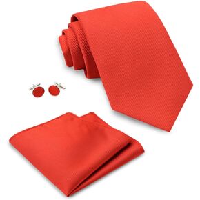 LJBFNN Black Ties for Men 3.15" Solid Color Ties Set Formal Neckties and Pocket Square with Cufflinks Set for Men