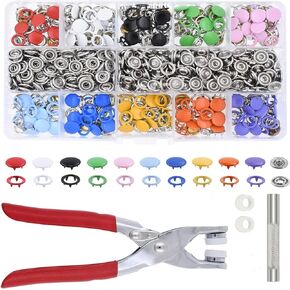 Snap Fasteners Kit,9.5MM of Metal snap Buttons with Fastener Pliers Tool kit,Snap Button Kit Perfect for DIY Crafts Clothes Hats and Sewing.