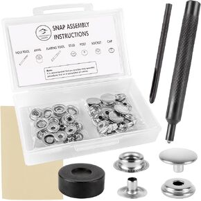 CreekCove Marine Premium Canvas Snap Fastener Installation Tool Kit - for DIY Repair - Complete with 10 Complete Sets of Marine Grade Steel Snaps