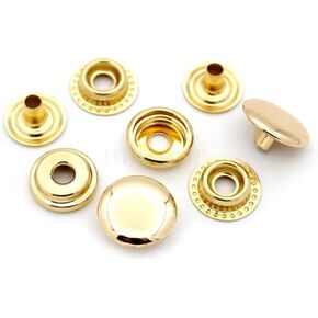 CRAFTMEMORE 50 Sets Gold Plating Snap Fasteners Ring-Socket Press Studs for Jacket Bag Canvas Closures #201 VT47 (15mm (0.59"))