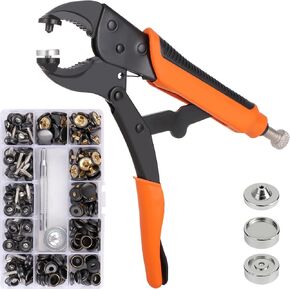 Heavy Duty Snap Fastener Tool Kit, Snap Pliers for Metal Snaps, Replacing Metal Snaps Installation Set, Snap Pliers Kit for Leather, Boat Canvas, Carpet, Tarp, Covers and Furniture