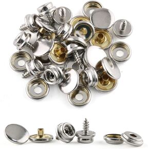 E-outstanding Canvas Cover Snap Fastener 10Set 3/8inch Stainless Steel Canvas Screws Boat Canvas Snaps Kit Button Cap Socket Snap Fastener for Furniture Canvas Tent Boats