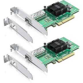 10Gtek 10Gb PCI-E NIC Network Card, Single SFP+ Port, with Intel 82599EN Controller, Ethernet LAN Adapter Support Windows Server/Linux/VMware, Compare to Intel X520-DA1(Intel E10G42BTDA),2-Pack