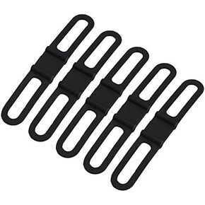 VGEBY 5Pcs Silicone Band Flashlight Bike Mount Silicone Strap Rubber Tie Down Straps Helmet Light Mount Phone Strap Torch Light Water Bottle Holder