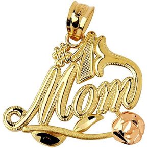 10k Two-Tone Yellow and Rose Gold Flower #1 Mom Bracelet Charm