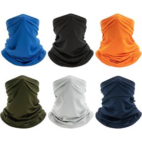 Jelbolin Neck Gaiter Bandana Face Mask: 6 Pack Cooling Gator Mask Ski Neck Scarf Breathable Face Cover