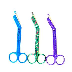 Artlab-Set Of 3 Assorted Dew Drops Pattern Color Nurse Doctor EMT Lister Bandage Scissors 5.5" (14cm)-Perfect For EMT, Paramedics, First Aid, Responders, Doctors, Nurses,Shears Lister Bandage Scissors