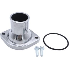 1 SET SHLPDFM Chevy Polished Aluminum Straight Up Water Neck Thermostat Housing Compatible with Ls1, Ls2, Ls3, Ls7, Ls9, Lsa, L76, L92 Chevy (gm) Engines