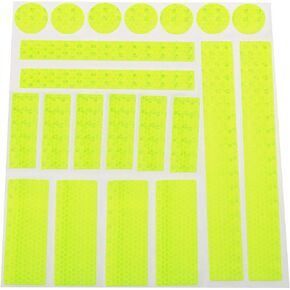 E-outstanding Reflective Sticker for Bike 21PCS Yellow Safety Reflector Waterproof Adhesive Reflective Decals for Cycling Bicycle, Wheelchairs, Motorbike, Helmet, Stroller, Scooter, Hard Hat