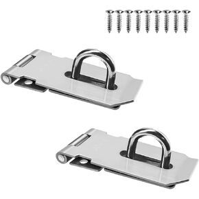 2Pcs Stainless Steel Gate Lock Hasp, Safety Packlock Clasp Hasp Lock Set Door Locks Hasp Latch for Doors, Cabinets, Closets and More (3inch-Silver)