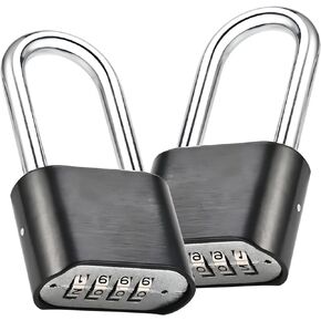 Faburo 2pcs Combination Padlock, Digit Heavy Duty Lock, Combination Lock Outdoor Waterproof Padlock for Outdoor Sheds Fence, Gate Hasps(Black)
