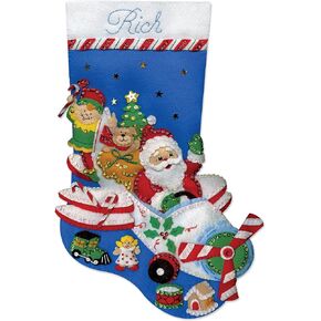 Tobin Flying Santa Felt Stocking Kit, 18-Inch Long, 18" Long