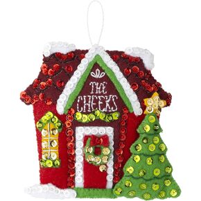 Bucilla Felt Applique 6 Piece Ornament Making Kit, Home for The Holidays, Perfect for DIY Arts and Crafts, 89511E