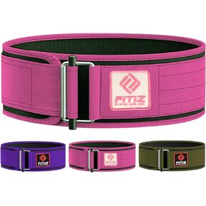 FITIZ Self Locking Weight Lifting Belt for Back Support Premium Weightlifting belt of Men and Women Deadlift Training Belt 4 Inch Nylon with Metal Buckle Adjustable Olympic Lifting Back Support