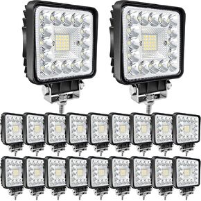 Boat Lights LED Waterproof, Marine LED Spotlights for Boats, 120W 4 Inch Combo Beam Yacht Dock Lights Truck Tractor ATV UTV Work Light Bar Pods, 2 Pack White Housing