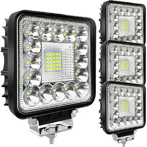 San-Young LED Tractor Work Lights 4 Inch LED Pod Lights 120W 10000lm 12V 24V Truck ATV UTV RV RZR Boat Pickup Golf Cart Snowblower Jeep Square LED Offroad Driving Working Spot Light Pods, 10Pack