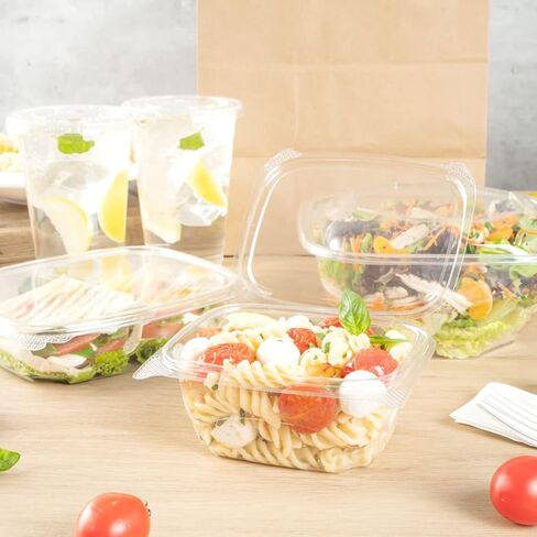 Restaurantware Thermo Tek 24 Ounce Deli Food Containers 100 Anti-Fog Hinged Lid Containers - Freezable Rectangle Clear Plastic To Go Food Containers Disposable in Kuwait