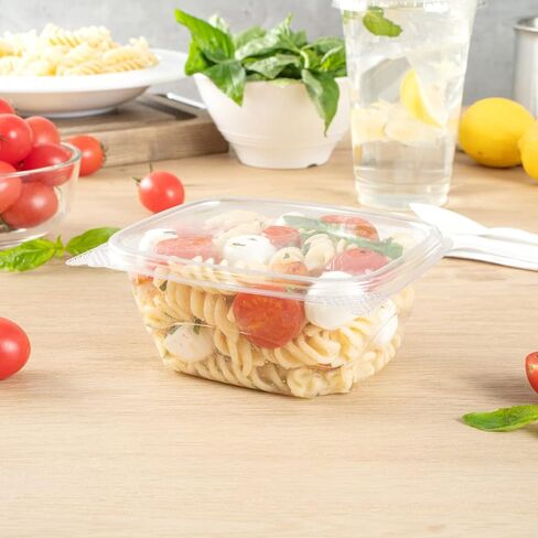 Restaurantware Thermo Tek 24 Ounce Deli Food Containers 100 Anti-Fog Hinged Lid Containers - Freezable Rectangle Clear Plastic To Go Food Containers Disposable in Kuwait