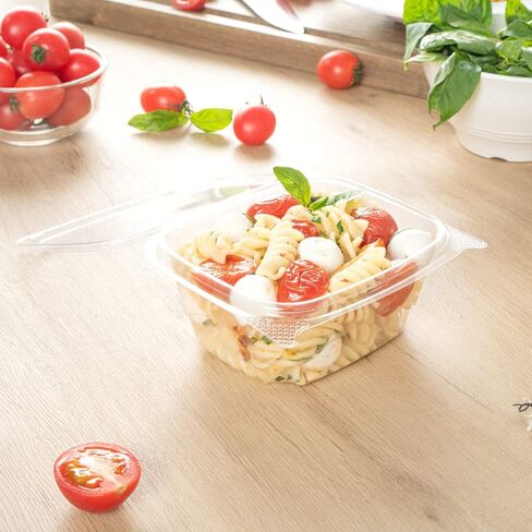 Restaurantware Thermo Tek 24 Ounce Deli Food Containers 100 Anti-Fog Hinged Lid Containers - Freezable Rectangle Clear Plastic To Go Food Containers Disposable in Kuwait