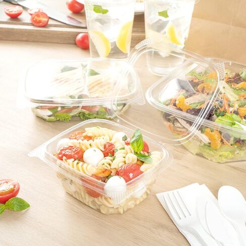 Restaurantware Thermo Tek 24 Ounce Deli Food Containers 100 Anti-Fog Hinged Lid Containers - Freezable Rectangle Clear Plastic To Go Food Containers Disposable in Kuwait